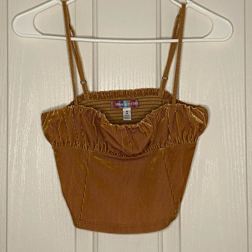 ‼️RARE‼️ Urban Outfitters Brown/Orange Velvet Crop Tank Top